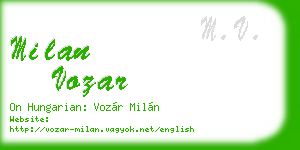 milan vozar business card
