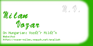 milan vozar business card